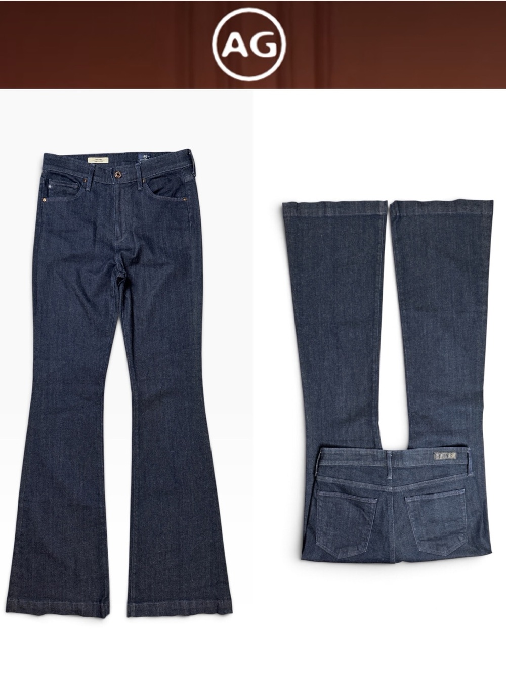 AG ADRIANO GOLDSCHMIED THE JANIS HIGH RISE DARK WASH STRETCH FLARE JEANS SIZE 29